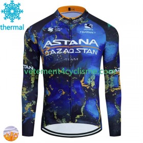 Homme Maillot vélo Hiver Thermal Astana Qazaqstan 2024